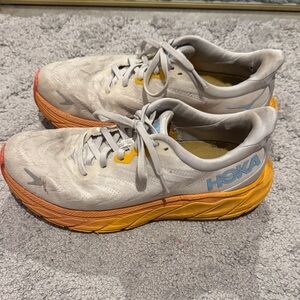 Hoka Athletic Shoes with Orange and Gray